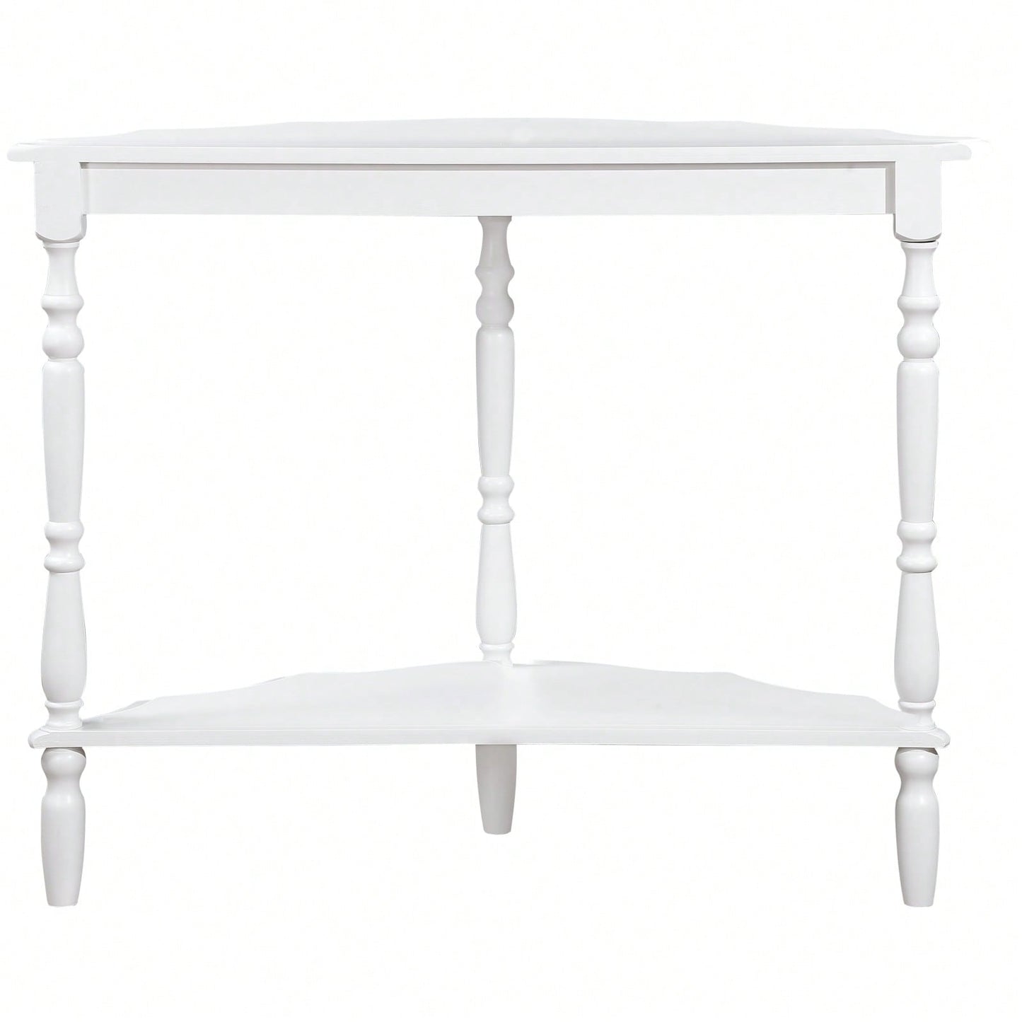 Retro Half-Moon Console Table with Cloud Design Top and Open Shelf Solid Wood Frame for Stylish Home Storage