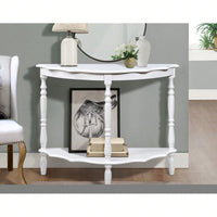 Retro Half-Moon Console Table with Cloud Design Top and Open Shelf Solid Wood Frame for Stylish Home Storage