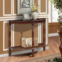 Retro Half-Moon Console Table with Cloud Design Top and Open Shelf Solid Wood Frame for Stylish Home Storage