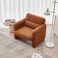 Modern Dark Orange Lamb Fleece Fabric Sofa with Support Pillow for Apartment Office Living Room Bedroom Tool-Free Assembly