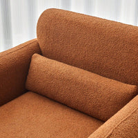 Modern Dark Orange Lamb Fleece Fabric Sofa with Support Pillow for Apartment Office Living Room Bedroom Tool-Free Assembly