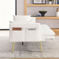 Modern Velvet Convertible Sleeper Sofa 2 in 1 Futon Bed with Recliner Design Soft Fabric Easy Assembly