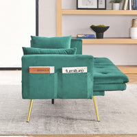 Modern Velvet Convertible Sleeper Sofa 2 in 1 Futon Bed with Recliner Design Soft Fabric Easy Assembly