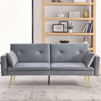 Modern Velvet Convertible Sleeper Sofa 2 in 1 Futon Bed with Recliner Design Soft Fabric Easy Assembly