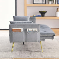 Modern Velvet Convertible Sleeper Sofa 2 in 1 Futon Bed with Recliner Design Soft Fabric Easy Assembly