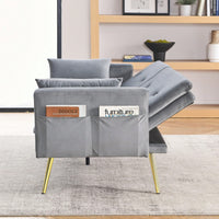 Modern Velvet Convertible Sleeper Sofa 2 in 1 Futon Bed with Recliner Design Soft Fabric Easy Assembly