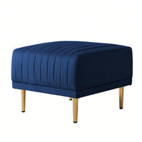 Velvet Channel Tufted Ottoman with Metal Legs for Sectional Sofa Art Deco Style