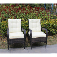 2-Piece Outdoor Dining Chairs With Beige Cushions For Patio Furniture