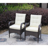 2-Piece Outdoor Dining Chairs With Beige Cushions For Patio Furniture