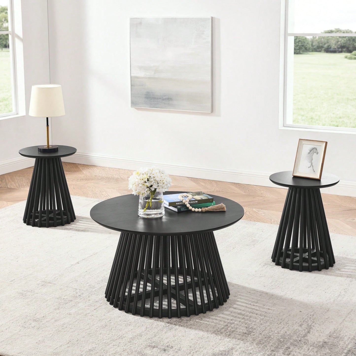 Nordic Minimalist Solid Wood Coffee Table with Birch Veneer and Rubber Legs for Home and Office