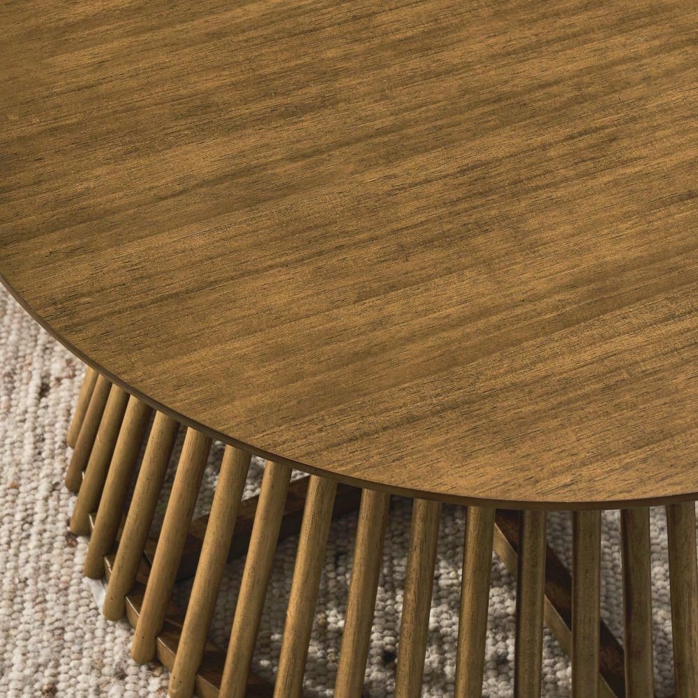 Nordic Minimalist Solid Wood Coffee Table with Birch Veneer and Rubber Legs for Home and Office