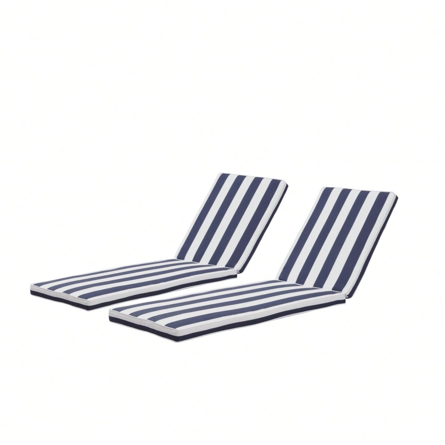 Blue White Stripe Outdoor Lounge Chair Cushion Replacement High Quality UV Resistant Removable Cover Adjustable Straps Indoor Outdoor Use