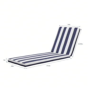 Blue White Stripe Outdoor Lounge Chair Cushion Replacement High Quality UV Resistant Removable Cover Adjustable Straps Indoor Outdoor Use