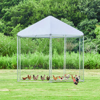 Hexagonal Metal Chicken Coop with Steel Wire Mesh for Ducks, Rabbits, Sheep and Birds Waterproof UV Resistant 9.2x8.1ft