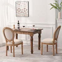 French Country Dining Chairs With Round Back Set Of 2, Upholstered, Solid Wood Legs, Accent Side Chairs For Living Room, Wedding Event