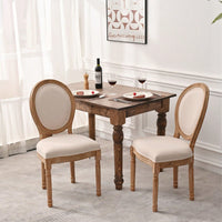 French Country Dining Chairs With Round Back Set Of 2, Upholstered, Solid Wood Legs, Accent Side Chairs For Living Room, Wedding Event