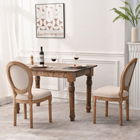 French Country Dining Chairs With Round Back Set Of 2, Upholstered, Solid Wood Legs, Accent Side Chairs For Living Room, Wedding Event