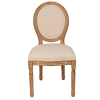 French Country Dining Chairs With Round Back Set Of 2, Upholstered, Solid Wood Legs, Accent Side Chairs For Living Room, Wedding Event