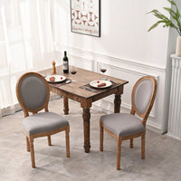 French Country Dining Chairs With Round Back Set Of 2, Upholstered, Solid Wood Legs, Accent Side Chairs For Living Room, Wedding Event