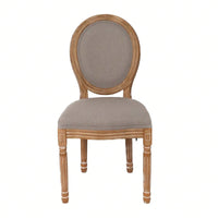 French Country Dining Chairs With Round Back Set Of 2, Upholstered, Solid Wood Legs, Accent Side Chairs For Living Room, Wedding Event