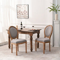 French Country Dining Chairs With Round Back Set Of 2, Upholstered, Solid Wood Legs, Accent Side Chairs For Living Room, Wedding Event