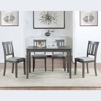 Wooden Dining Rectangular Table, Kitchen Table For Small Space, 4 Person Dining Table, Gray