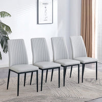 Set of 4 Gray Upholstered Dining Chairs with Metal Legs and Curved Backrest for Kitchen Living Room Restaurant