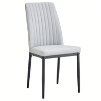 Set of 4 Gray Upholstered Dining Chairs with Metal Legs and Curved Backrest for Kitchen Living Room Restaurant