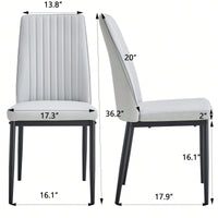 Set of 4 Gray Upholstered Dining Chairs with Metal Legs and Curved Backrest for Kitchen Living Room Restaurant