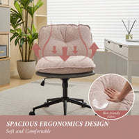 Elegant Adjustable Oversize Cross Chair with Wheels 360° Swivel for Home Office Small Spaces Dressing Room Living Room