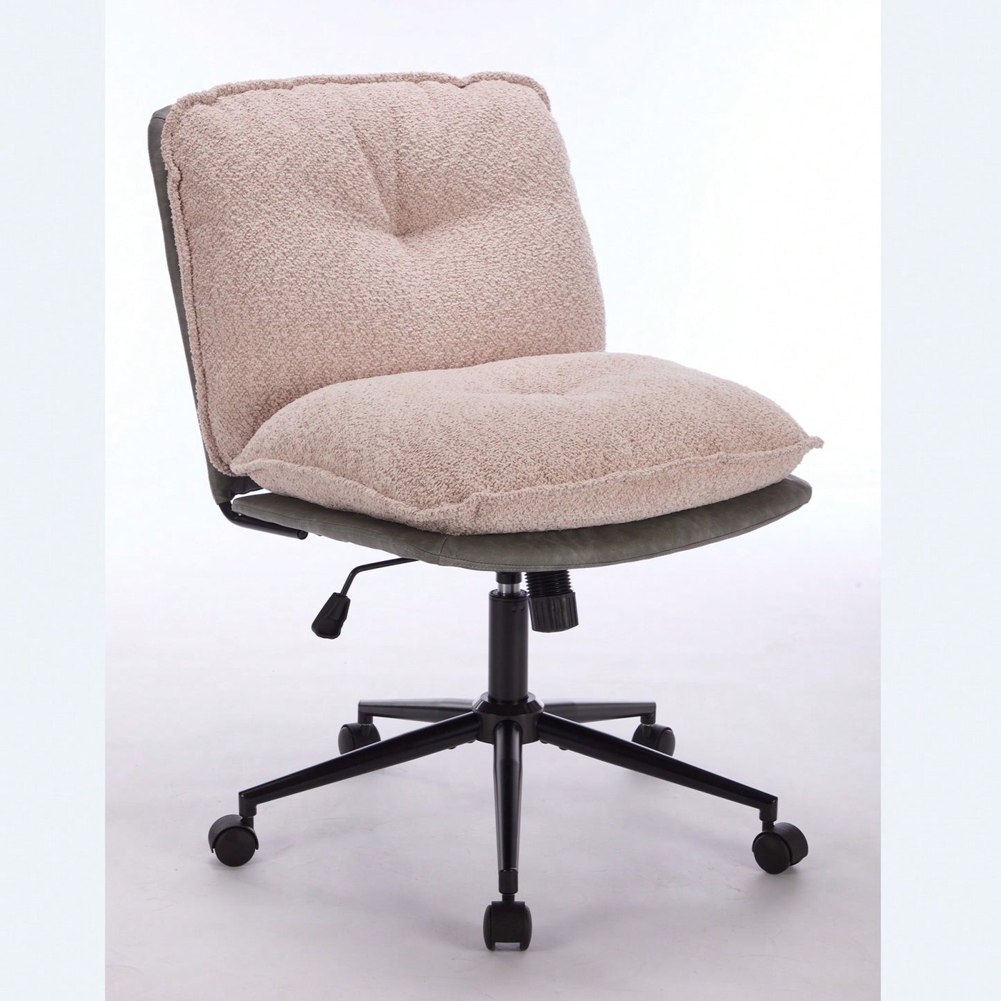 Elegant Adjustable Oversize Cross Chair with Wheels 360° Swivel for Home Office Small Spaces Dressing Room Living Room