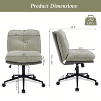 Elegant Adjustable Oversize Cross Chair with Wheels 360° Swivel for Home Office Small Spaces Dressing Room Living Room