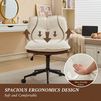 Elegant Adjustable Oversize Cross Chair with Wheels 360° Swivel for Home Office Small Spaces Dressing Room Living Room