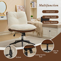 Elegant Adjustable Oversize Cross Chair with Wheels 360° Swivel for Home Office Small Spaces Dressing Room Living Room