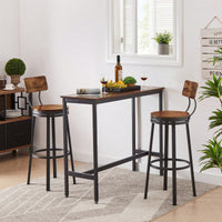 Swivel Bar Stool Set Of 2 With Backrest, Industrial Style, Metal Frame, 29.5'' High For Dining Room, Rustic Brown