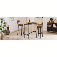 Swivel Bar Stool Set Of 2 With Backrest, Industrial Style, Metal Frame, 29.5'' High For Dining Room, Rustic Brown