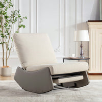 Modern Upholstered Rocking Chair Recliner with Footrest for Nursery and Living Room Relaxation