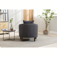 Mid Century Modern Accent Chair with Ottoman Stylish Upholstered Barrel Club Chair Easy Assembly Sturdy Wood Frame Plush Foam Padding