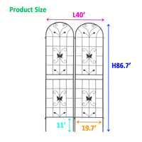 Metal Garden Trellis 86.7" X 19.7" Rustproof Trellis For Climbing Plants Outdoor Flower Support Black - 2 Pack