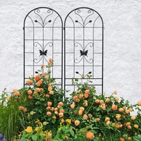 Metal Garden Trellis 86.7" X 19.7" Rustproof Trellis For Climbing Plants Outdoor Flower Support Black - 2 Pack