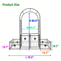 Metal Garden Arch With Gate 79.5'' Wide X 86.6'' High Climbing Plants Support Rose Arch Outdoor Black