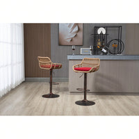 Swivel Bar Stools Set Of 2 Adjustable Counter Height Chairs With Footrest For Kitchen, Dining Room - Vintage Style Retro Barstools