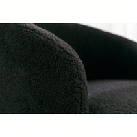 Swivel Barrel Accent Chair with Soft Teddy Fabric and Black Metal Base Stylish Comfortable Furniture for Living Room or Bedroom