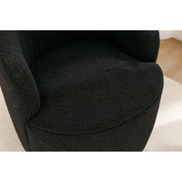 Swivel Barrel Accent Chair with Soft Teddy Fabric and Black Metal Base Stylish Comfortable Furniture for Living Room or Bedroom