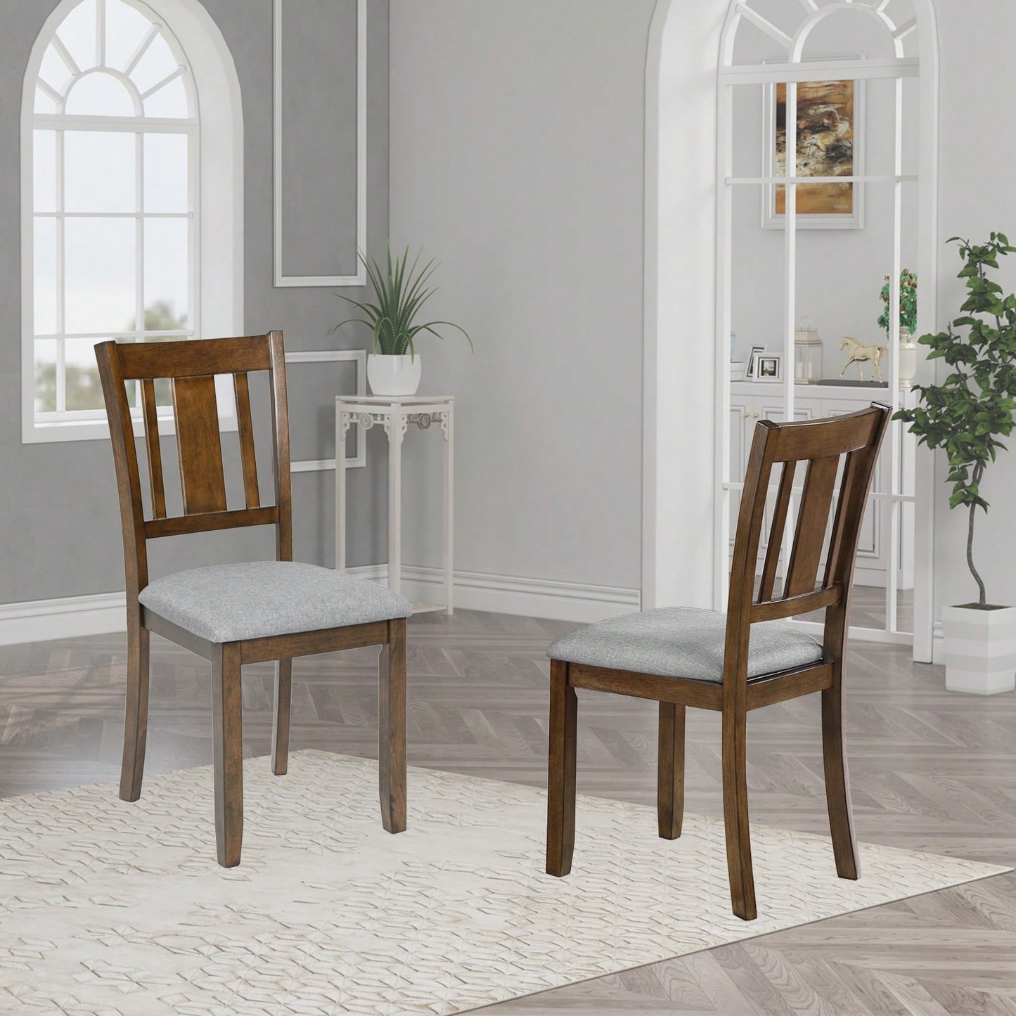 Wooden Dining Chairs Set Of 4, Kitchen Chair With Padded Seat, Upholstered Side Chair For Dining Room, Living Room