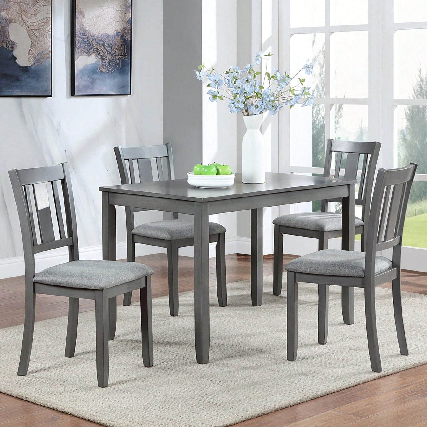 Wooden Dining Chairs Set Of 4, Kitchen Chair With Padded Seat, Upholstered Side Chair For Dining Room, Living Room