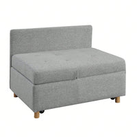 4-In-1 Convertible Sofa Bed With Adjustable Back, 2 Pillows, High Density Foam, Linen Fabric, Space Saving, Storage Pocket