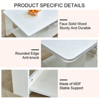 Industrial Style Modern White Double Layer Coffee Table for Living Room Bedroom Study Easy to Clean Space Saving MDF CT-16