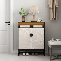 5-Tier Wooden Shoe Storage Cabinet With Doors And Motion Sensor Night Light
