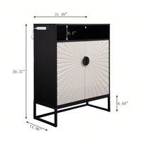 5-Tier Wooden Shoe Storage Cabinet With Doors And Motion Sensor Night Light